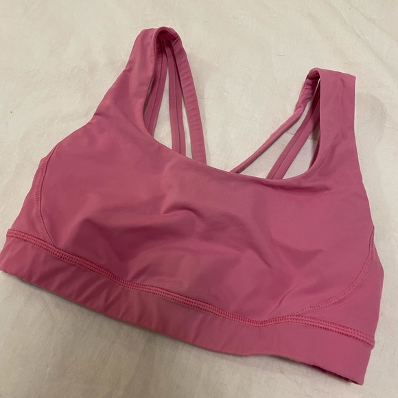 Dark Pink lulu Criss across Sports Bra - Picture 2 of 4